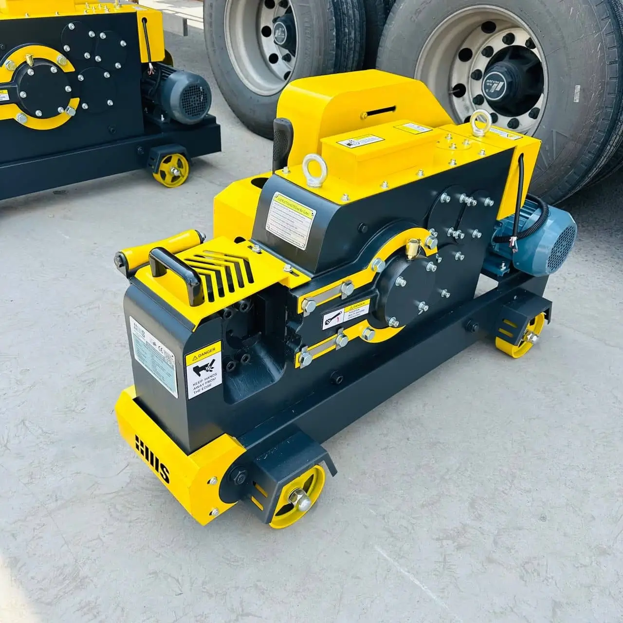 Bar cutting machine 42mm front view showing safety guards and steel frame construction