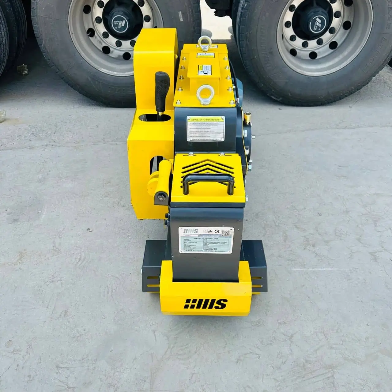 Hutaib bar cutting machine in operation cutting reinforcement bars at Bengaluru construction site
