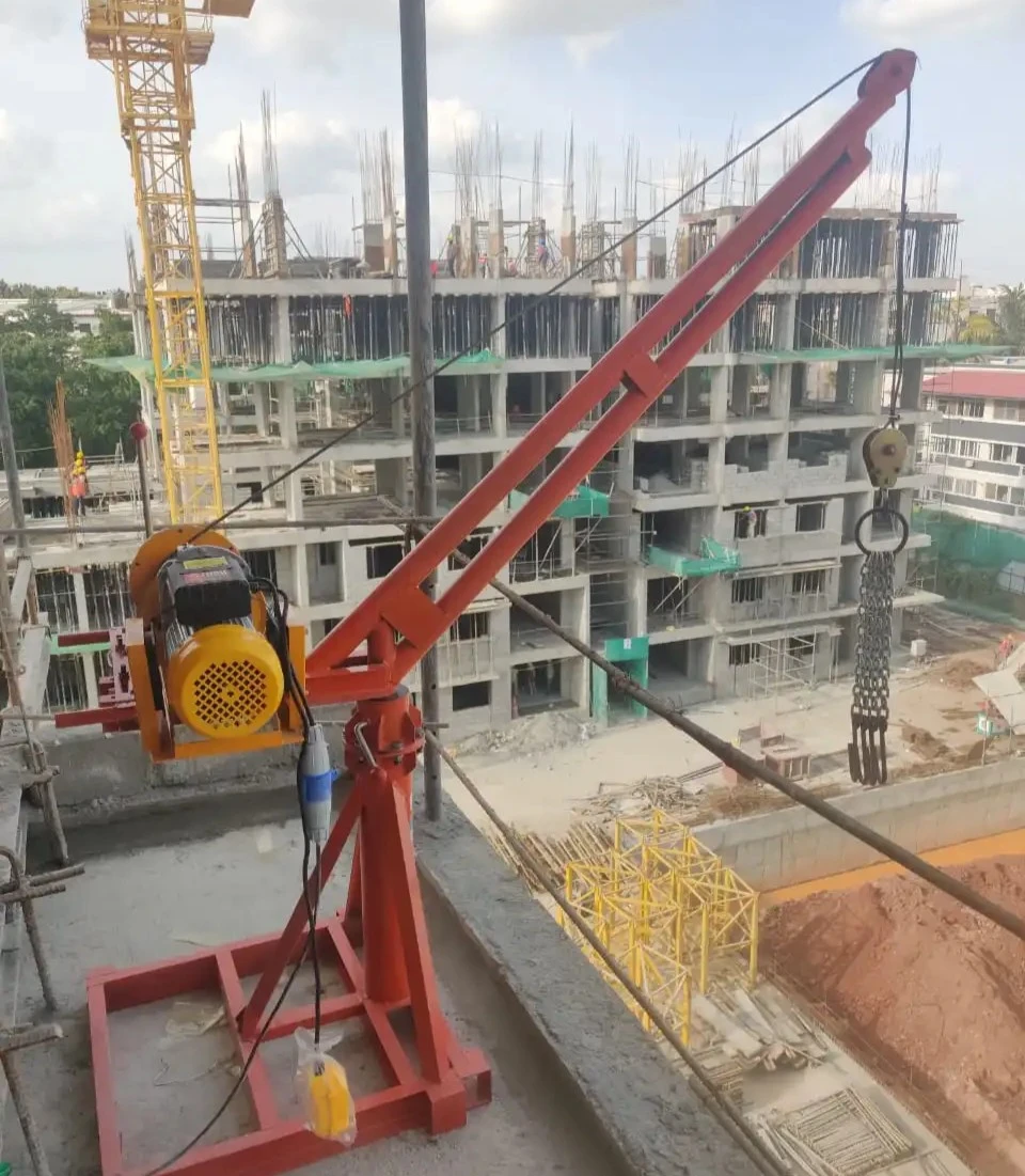 Hutaib construction hoist in operation lifting materials at Bengaluru construction site