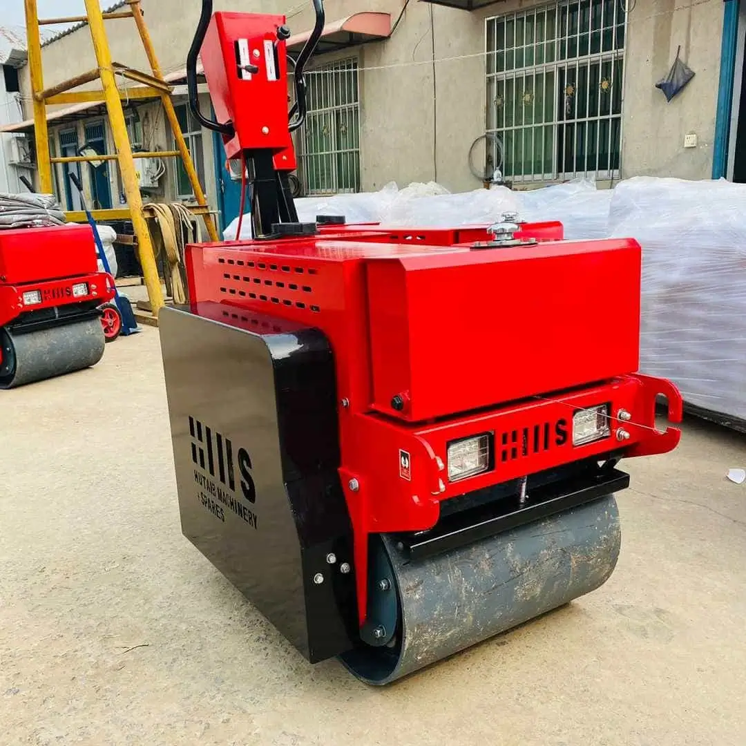 Hutaib vibratory roller in operation compacting asphalt at Bengaluru road construction site